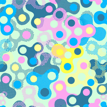 Fidget spinner seamless hand drawn seamless pattern.Hand painted watercolor and ink trendy sketch for textile,wrapping, decoration.のイラスト素材