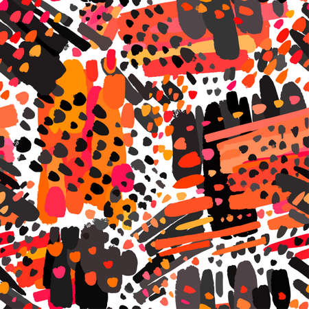 Seamless textile  pattern print .Fashion trendy expressive hand drawn ink strokes.Perfect funky vector background for textile,wrapping, decorationのイラスト素材