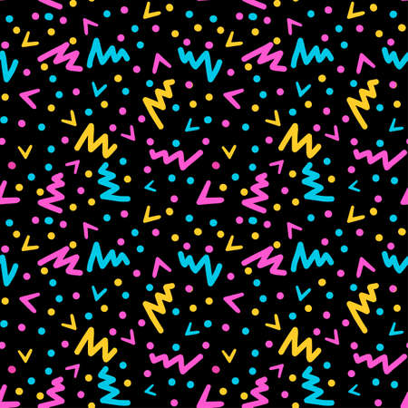 Memphis style hand drawn textured seamless pattern.のイラスト素材