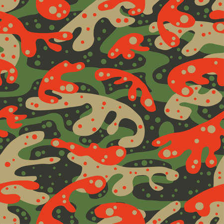 Seamless fashion textile camouflage pattern.Hand drawn ink artistic trendy background. Expressive ornament for sport, hunting clothingのイラスト素材