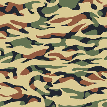 Seamless fashion textile camouflage pattern.Hand drawn ink artistic trendy background. Expressive ornament for sport, hunting clothingのイラスト素材