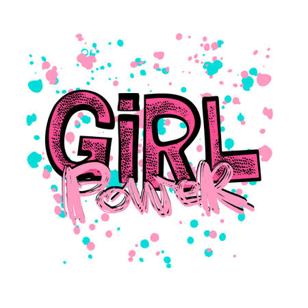 Girl power feminism slogan with hand lettering drawn motivation posterのイラスト素材
