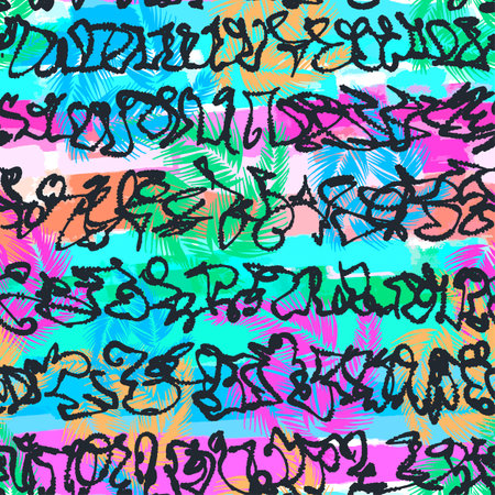 Textile seamless graffiti doodle patternのイラスト素材
