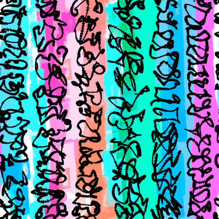 Textile seamless graffiti doodle patternのイラスト素材