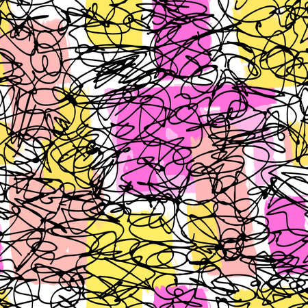 Textile seamless graffiti doodle patternのイラスト素材