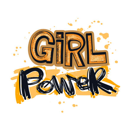 Girl power feminism slogan with hand lettering drawn motivation poster illustration.のイラスト素材
