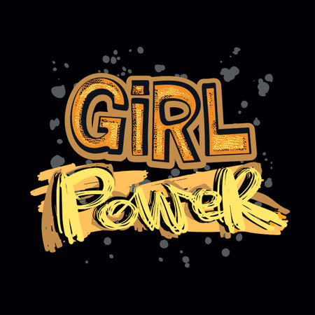 Girl power feminism slogan with hand lettering drawn motivation poster illustration.のイラスト素材