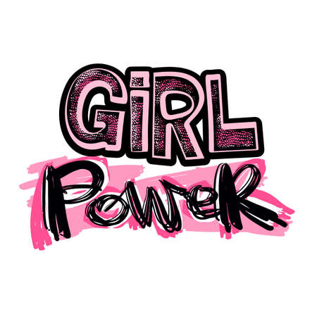 Girl power feminism slogan with hand lettering drawn motivation posterのイラスト素材