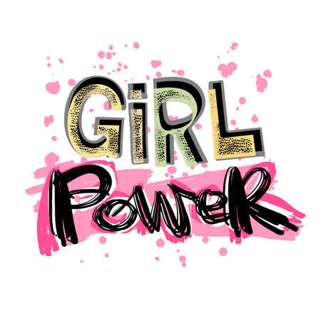 Girl power feminism slogan with hand lettering drawn motivation posterのイラスト素材