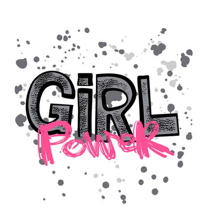 Girl power feminism slogan with hand lettering drawn motivation posterのイラスト素材