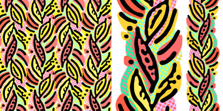 Seamless repeating textile, ink brush strokes pattern in doodle grunge texture style.Handdrawn trendy design, watercolor blotted background for a logo, cards, invitations, posters, banners.のイラスト素材