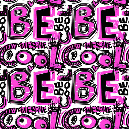 Seamless funky doodle drawing design.のイラスト素材