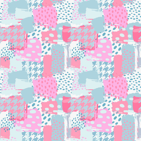 Seamless brushpen textile doodle pattern grunge texture.Trendy modern ink artistic design with authentic,unique scrapes, watercolor blotted background for a logo, cards, invitations, posters, banners.のイラスト素材