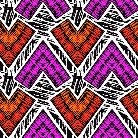 Rustic embroidery seamless pattern.Vector traditional fashion ornament patch crosslinked in a rough mannerのイラスト素材