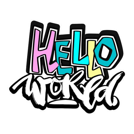 Hello world hand craft expressive ink motivator pattern.のイラスト素材