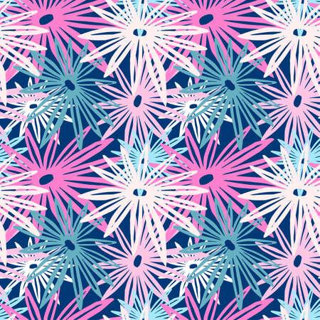 Flowers hand craft expressive ink pattern.のイラスト素材