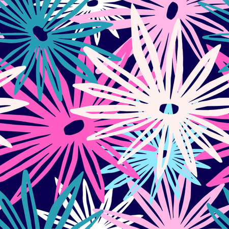Flowers hand craft expressive ink pattern.