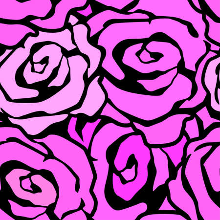 Rose flowers seamless hand craft expressive ink pattern. Funky style painted texture, poster with different doodles for fabric, wrapping, decoration, greeting card,  textiles or t-shirt apparel design.のイラスト素材