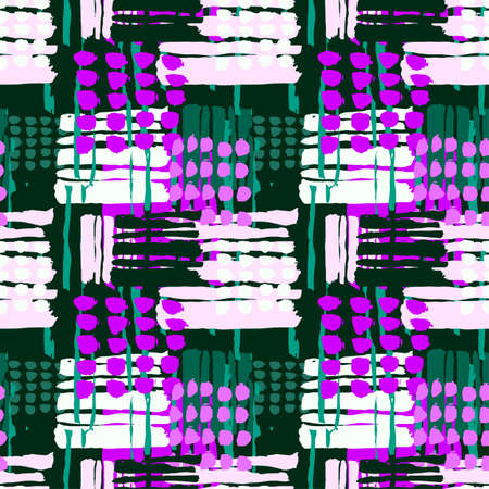 Geometric curved lines graffiti seamless hand craft expressive ink hipster pattern.Grunge urban dynamic expressive bright painting.Print for textile,apparel, wrapping paper.のイラスト素材