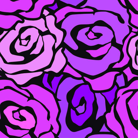 Rose flowers seamless hand craft expressive ink pattern. Funky style painted texture, poster with different doodles for fabric, wrapping, decoration, greeting card,  textiles or t-shirt apparel design.のイラスト素材