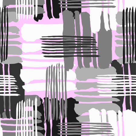 Geometric curved lines graffiti seamless hand craft expressive ink hipster pattern.Funky style texture,poster with doodles for textile,wrapping,greeting card, poster, textiles or t-shirt print designのイラスト素材