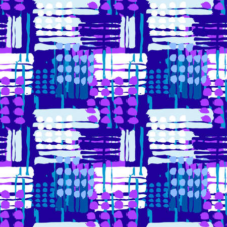 Geometric curved lines graffiti seamless hand craft expressive ink hipster pattern.Grunge urban dynamic expressive bright painting.Print for textile,apparel, wrapping paper.のイラスト素材