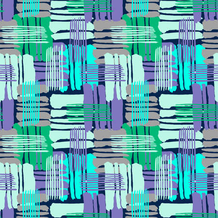 Geometric curved lines graffiti seamless hand craft expressive ink hipster pattern. Funky style texture, poster with doodles for textile, wrapping, greeting card, poster, textiles or t-shirt print design.のイラスト素材
