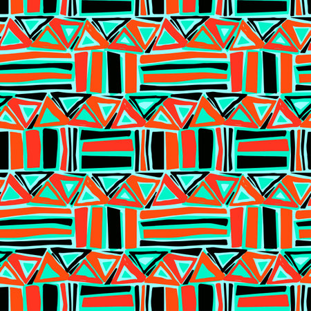 Textile seamless pattern print fashion trendy expressive hand drawn ink strokes. Perfect funky vector background for apparel, wrapping, decoration.のイラスト素材
