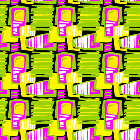 Seamless brushpen textile doodle pattern grunge texture.のイラスト素材