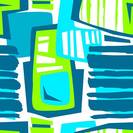 Seamless brushpen textile doodle pattern grunge texture. Trendy modern ink artistic design with authentic, unique scrapes, watercolor blotted background.のイラスト素材