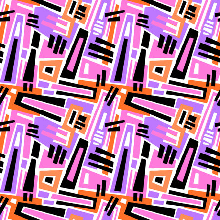 Seamless brushpen textile doodle pattern grunge texture.Trendy modern ink artistic design with authentic,unique scrapes, watercolor blotted background for a logo, cards, invitations, posters, banners.のイラスト素材