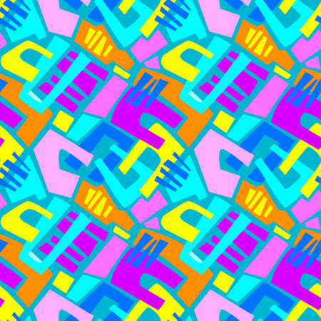 Exotic seamless tropical flowers pattern.Textile ink brush strokes design in doodle grunge texture style.Unique scrapes, watercolor blotted background for apparel,scarf, bedspread, beach towelのイラスト素材