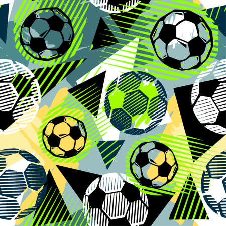 Seamless  textile football doodle pattern grunge texture.Trendy modern ink artistic design with authentic,unique scrapes, watercolor blotted background for a logo, cards, posters, banners.のイラスト素材