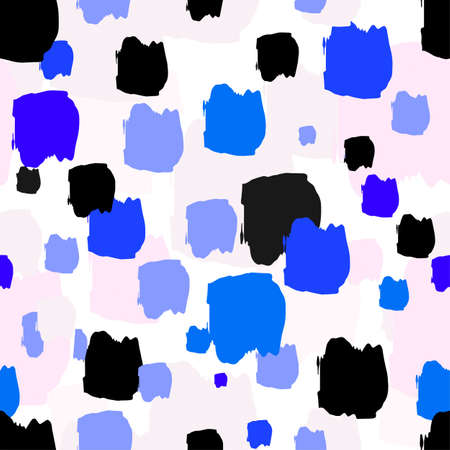 Urban seamless funky collage pattern with acrylic blots and scratches.Textile ink brush strokes design in doodle grunge texture styleのイラスト素材