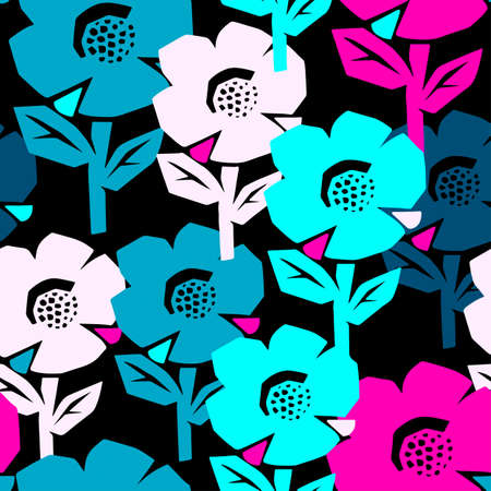 Exotic flowers seamless pattern.Tropical print for summer bright apparel, shirts, swimsuits, beachwear and accessoriesのイラスト素材