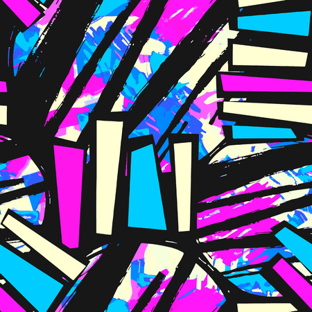 Surface pattern design, graffiti seamless hand craft expressive ink hipster pattern.Grunge urban dynamic expressive bright painting.Print for textile,apparel, wrapping paper.のイラスト素材