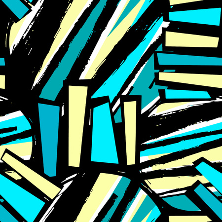 Surface pattern design, graffiti seamless hand craft expressive ink hipster pattern.Grunge urban dynamic expressive bright painting.Print for textile,apparel, wrapping paper.のイラスト素材
