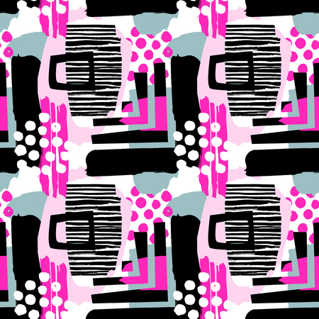 Paint strokes seamless pattern.Artistic design with authentic,unique scrapes, watercolour blotted background for a logo, cards, invitations, posters,bannersのイラスト素材
