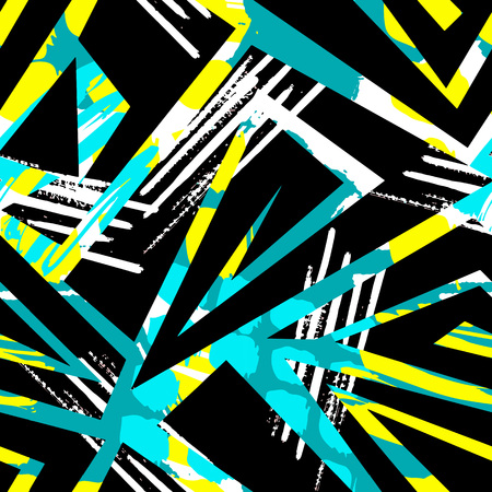Grunge urban seamless geometric pattern,design in graffity urban style. Hipster print, brush pen hand drawn calligraphic doodle texture.Perfect for fabric, textile,aparel design, sport clothesのイラスト素材