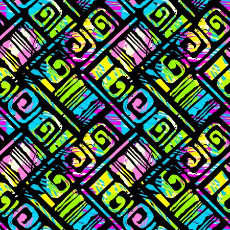 Grunge urban seamless geometric pattern,design in graffity urban style. Hipster print, brush pen hand drawn calligraphic doodle texture.Perfect for fabric, textile,aparel design, sport clothesのイラスト素材