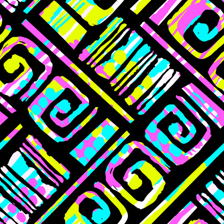 Grunge urban seamless geometric pattern,design in graffity urban style. Hipster print, brush pen hand drawn calligraphic doodle texture.Perfect for fabric, textile,aparel design, sport clothesのイラスト素材