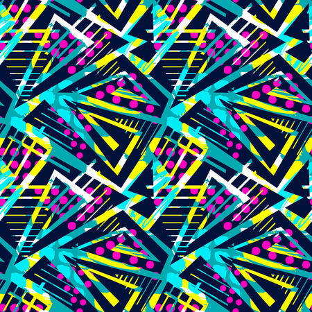 Grunge urban seamless geometric pattern,design in graffity urban style. Hipster print, brush pen hand drawn calligraphic doodle texture.Perfect for fabric, textile,aparel design, sport clothesのイラスト素材