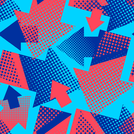 Arrows seamless geometric trendy pattern. Textile ink brush strokes dynamic design in doodle grunge texture style.Urban print for sport clothes, wrapping paper,apparelのイラスト素材