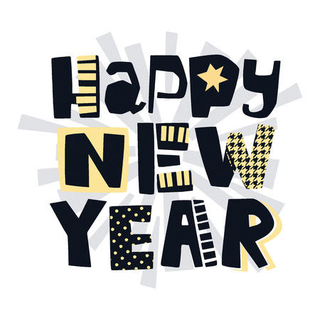 Happy new year Funky t-shirt festive motivation print in graffiti urban style. Brush pen hand drawn calligraphic doodle texture.
Perfect for banners,fabric, textile,apparel designのイラスト素材
