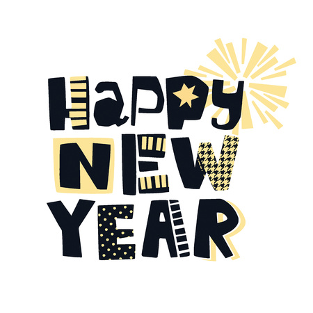 Happy new year Funky t-shirt festive motivation print in graffiti urban style. Brush pen hand drawn calligraphic doodle texture.
Perfect for banners,fabric, textile,apparel designのイラスト素材
