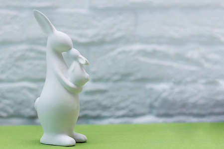 Not colored easter rabbit. Copy space. Concept for cardの写真素材