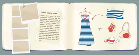 Vector notebook with fashion and clothes accessoriesのイラスト素材