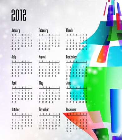 2012 Calendar starts on Sundayのイラスト素材