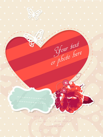 romantic card with frame and photoのイラスト素材