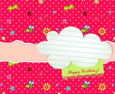 Baby Happy Birthday card with cloud tagのイラスト素材